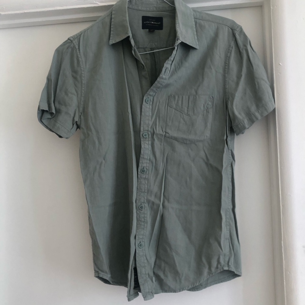 ❤️ Lucky Brand Men’s Short Sleeve Shirt Size S Light Green